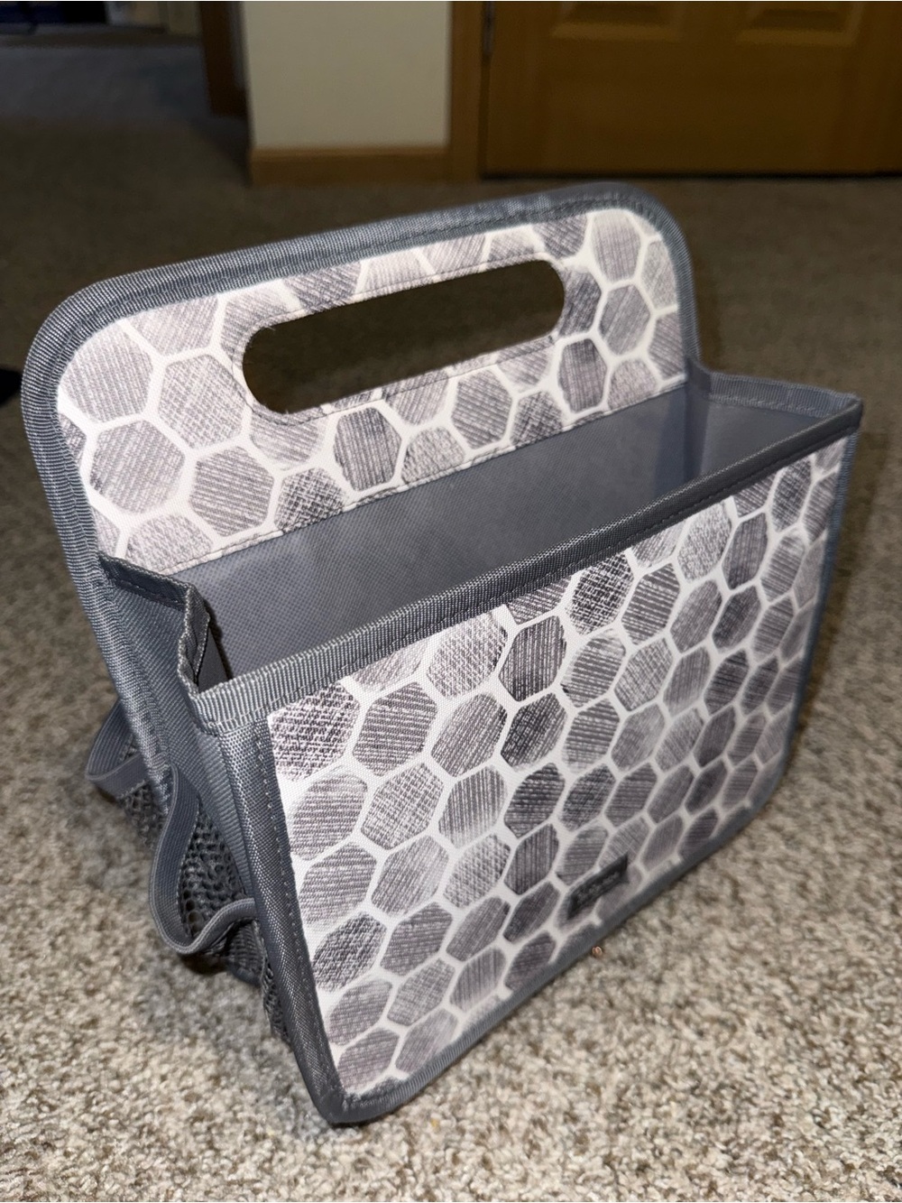 thirty-one Gray Hex Print Fabric Organizer Caddy with Handle